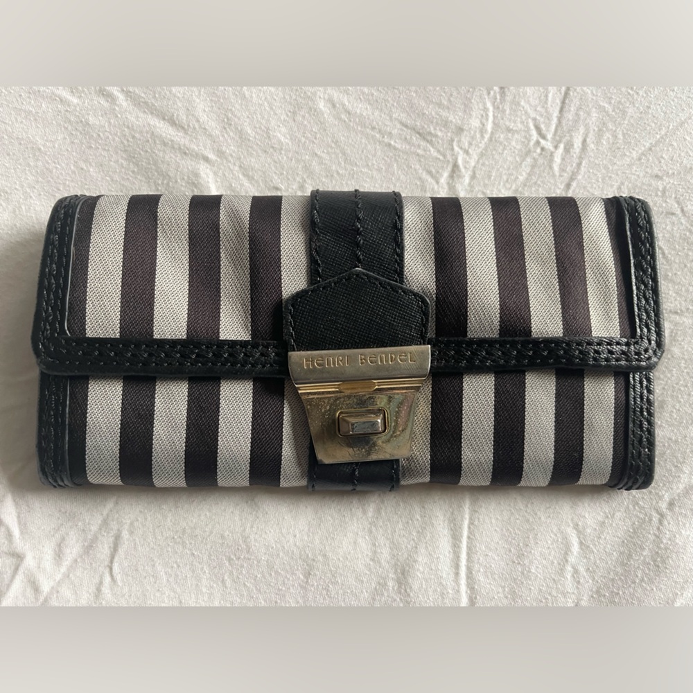 Henri Bendel Black and White Striped Wallet